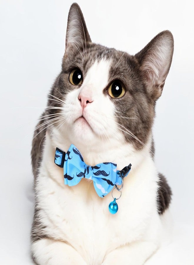 Telooco 2 Pack Kitten Collar with Bell Breakaway Cat Collars with Removable Bow Tie Safety Buckle Kitten Collars 7.8-12 Inch Adjustable Pet Collar for Boy Cats (Blue) - Image 5
